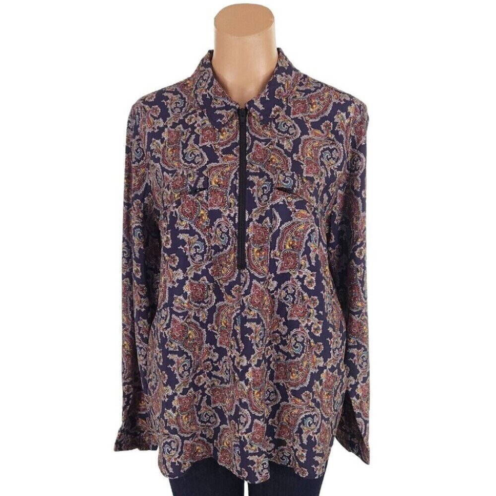 ba&sh Pietro Paisley-print Woven Shirt Size 3 US 10 Blue Multi - Picture 1 of 13